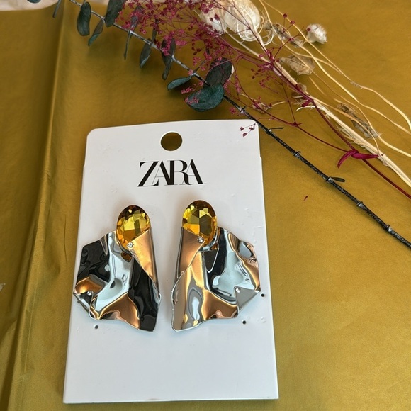 IRREGULAR RESIN EARRINGS - Silver | ZARA NWT 🔥✨🔥🔥 - Picture 6 of 8